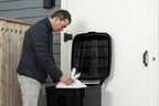 Hyper Tough 45 Gallon Wheeled Heavy Duty Plastic Garbage Can, Attached Lid, Black