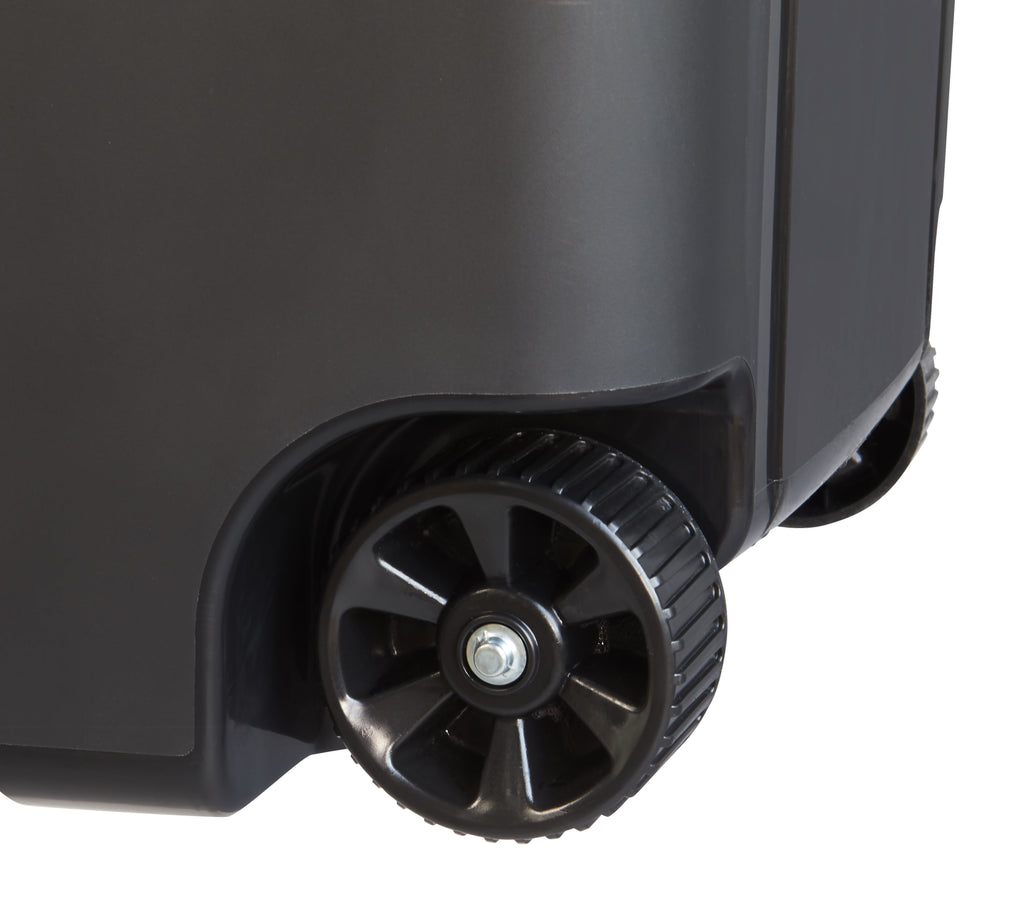 Hyper Tough 45 Gallon Wheeled Heavy Duty Plastic Garbage Can, Attached Lid, Black