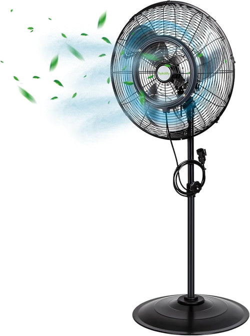 hykolity 20" Outdoor Pedestal Oscillating Misting Fan, High-Velocity Patio Misting Fan with 3-Speed for Outside, Waterproof Tilting Fan with Mists for Outdoor Cooling