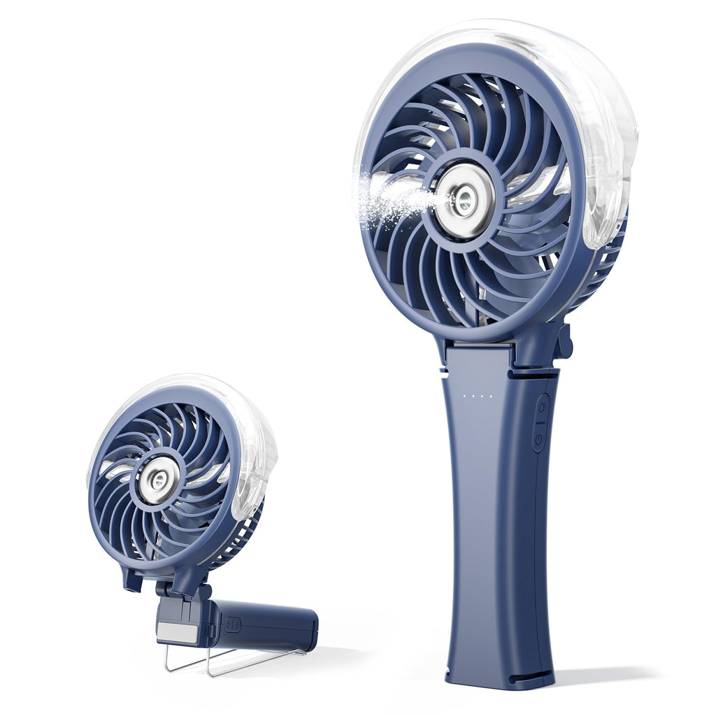 HandFan Upgraded Portable Handheld Misting Fan, Rechargeable Personal Mister Fan, Spray Water Mist Fans, Foldable Mini Cooling Hand Fans for Summer Beach Travel Concerts, Gifts for Women(Royal Blue)