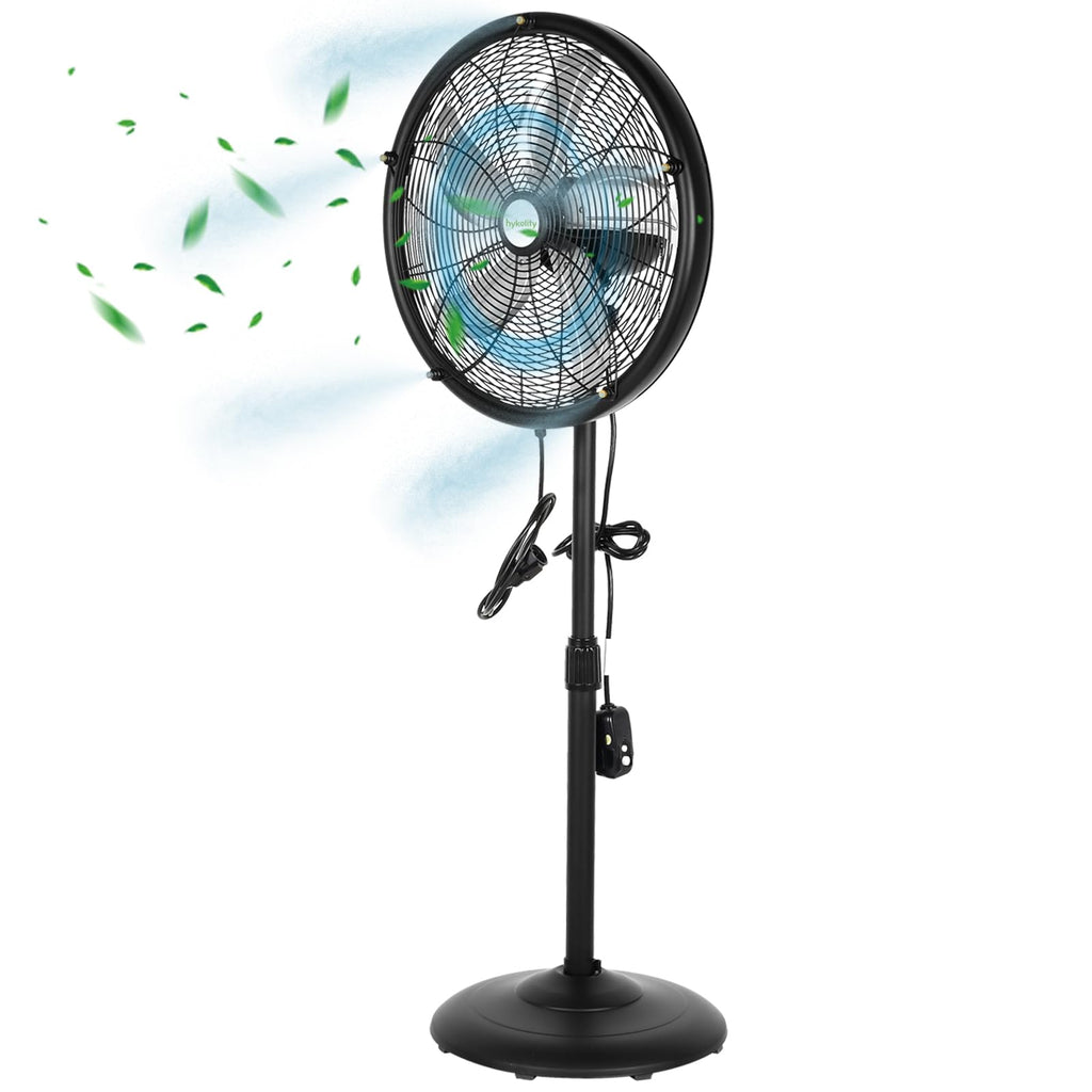 hykolity 20" Outdoor Pedestal Oscillating Misting Fan, High-Velocity Patio Misting Fan with 3-Speed for Outside, Waterproof Tilting Fan with Mists for Outdoor Cooling