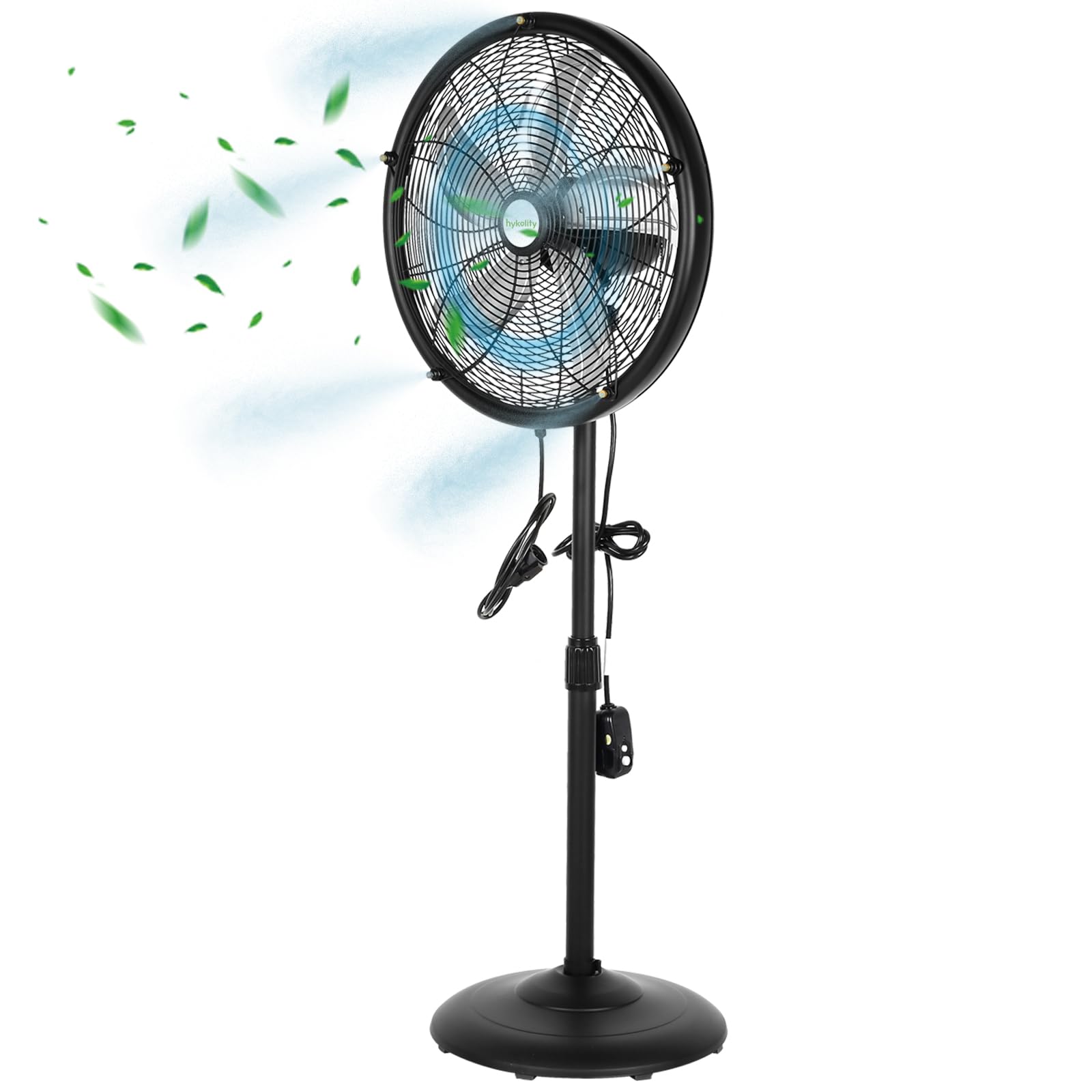 hykolity 20" Outdoor Pedestal Oscillating Misting Fan, High-Velocity Patio Misting Fan with 3-Speed for Outside, Waterproof Tilting Fan with Mists for Outdoor Cooling