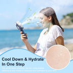 HandFan Upgraded Portable Handheld Misting Fan, Rechargeable Personal Mister Fan, Spray Water Mist Fans, Foldable Mini Cooling Hand Fans for Summer Beach Travel Concerts, Gifts for Women(Royal Blue)