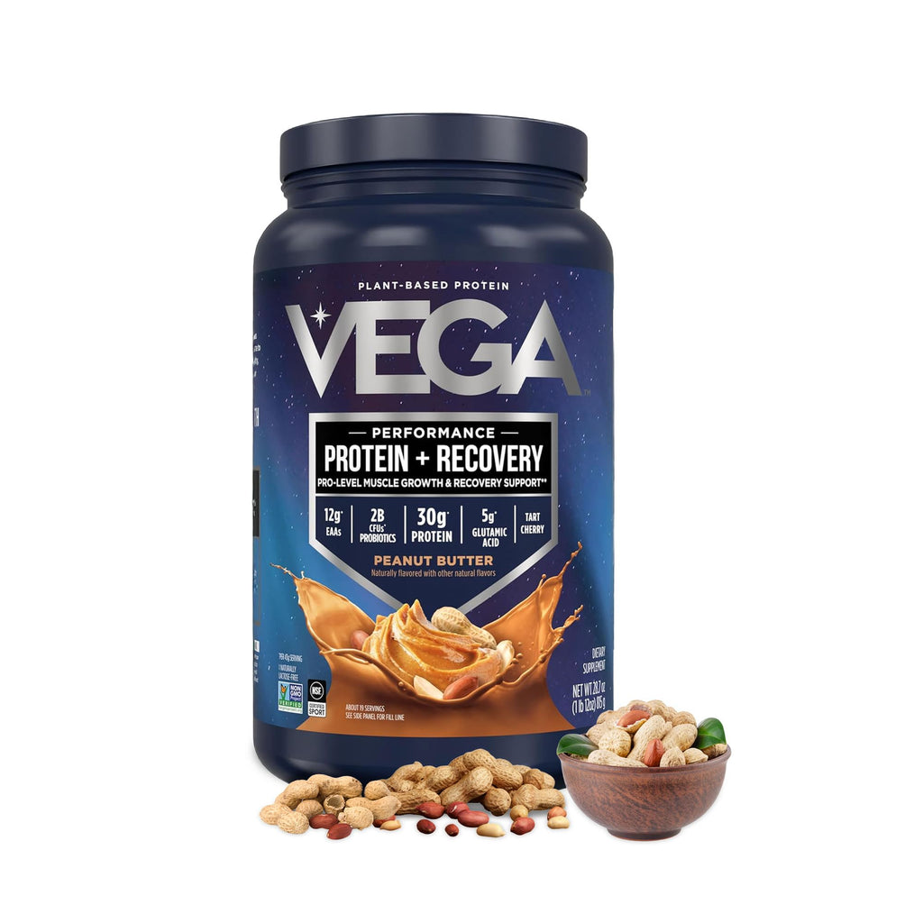 Vega Protein + Recovery, Chocolate – 30g Vegan Protein, Dairy & Gluten Free, Probiotics, NSF Certified, 4.4 lbs (45 Servings)