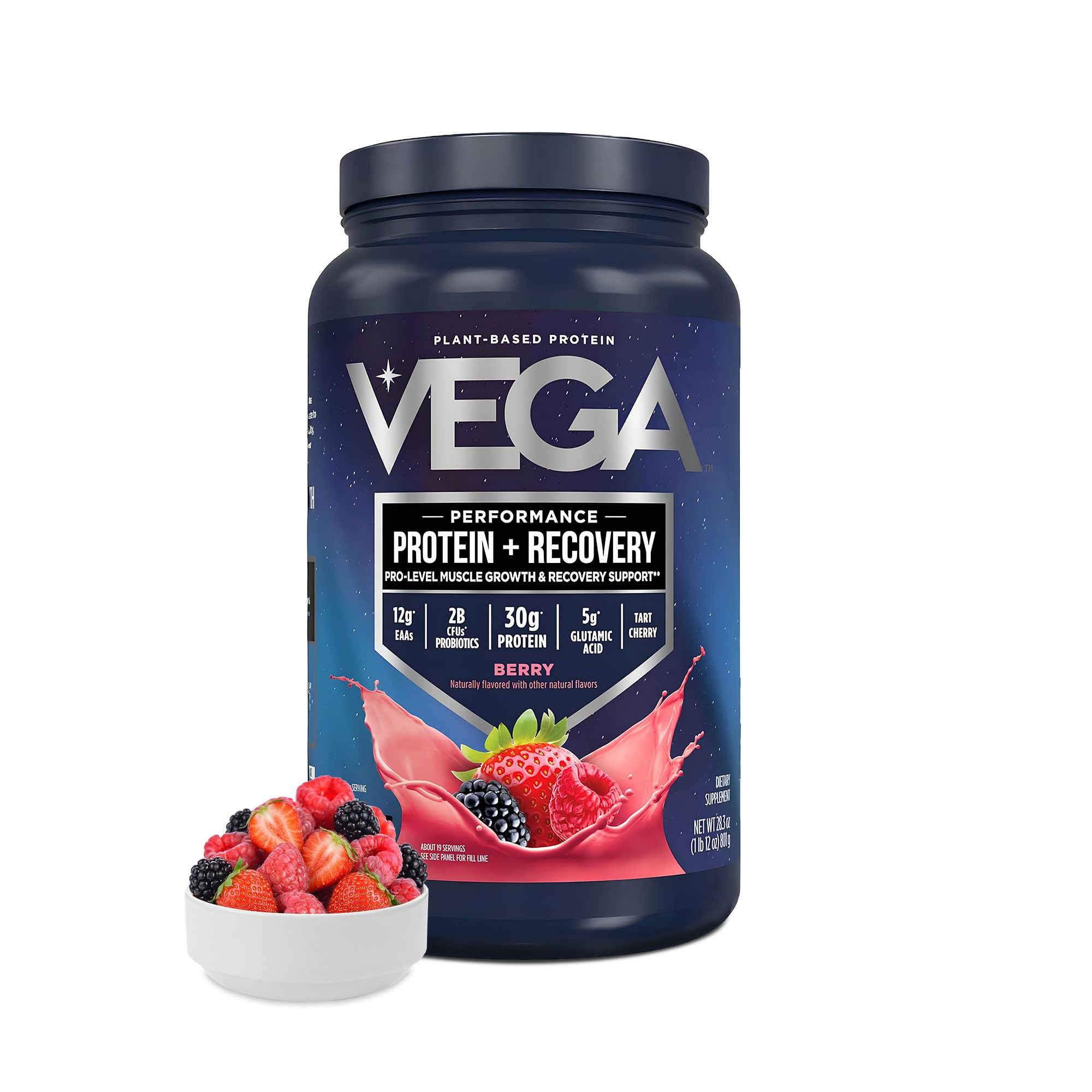 Vega Protein + Recovery, Chocolate – 30g Vegan Protein, Dairy & Gluten Free, Probiotics, NSF Certified, 4.4 lbs (45 Servings)