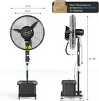 ROVSUN Max 6500CFM Misting Fan, 26Inch High Velocity Industrial Mister with 42L/11Gal Water Tank, 3 Speed Settings & Ajustable Mist Value, 60° Oscillation, For Outdoor Cooling, Patio, Barn, Greenhouse