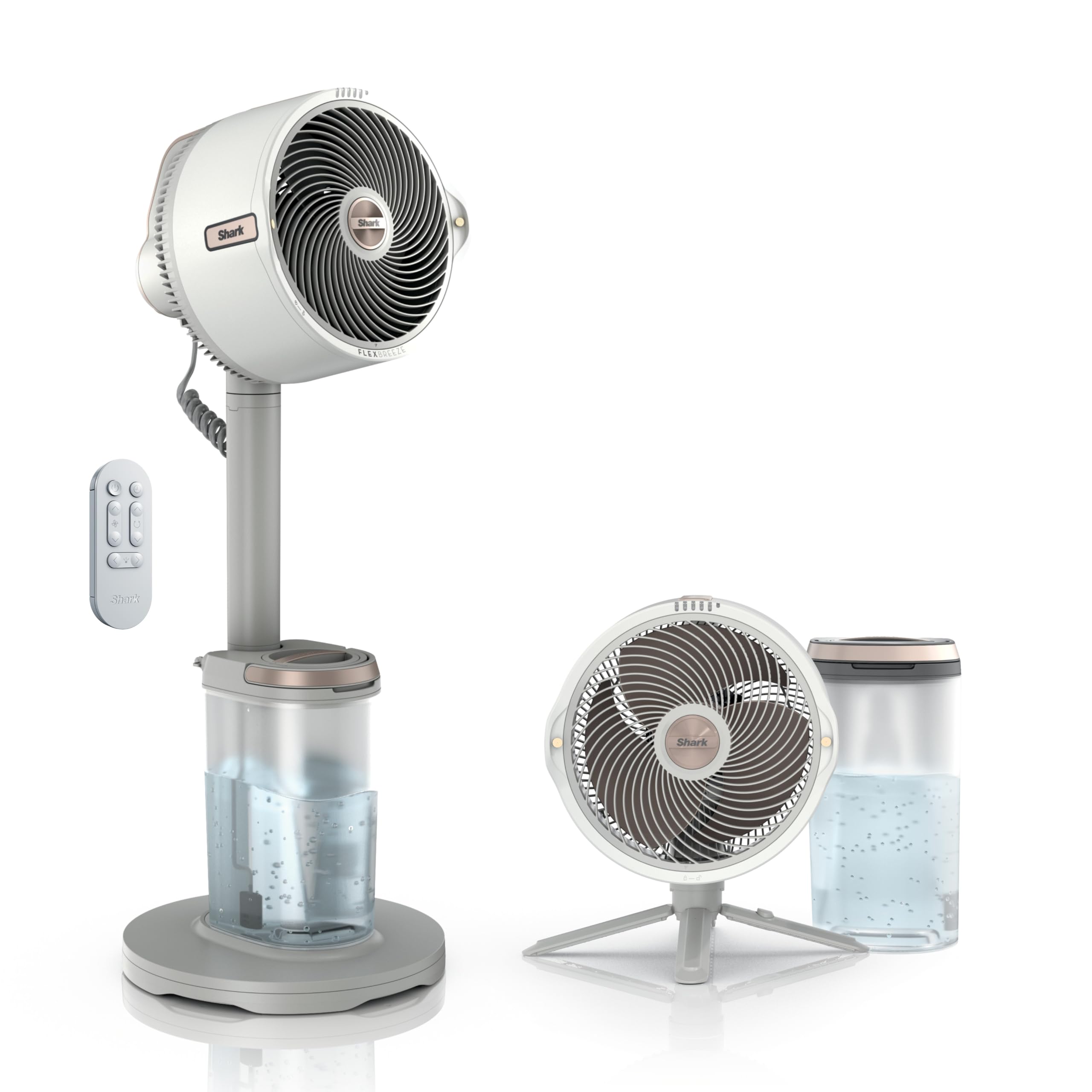 Shark FlexBreeze Pro Mist Fan, Indoor & Outdoor Oscillating Cooling Fan with Misting for Home & Patio, Floor & Tabletop, Portable Cordless & Corded, 24Hr Battery, Remote, White, FA302WH​