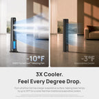 DREO TurboCool Misting Fan 765S, Fans that Blow Cold Air, 10°F Cooling, 34ft/s Fast Evaporative Air Cooler, 6L Tank, 20 dB Quiet DC Motor, 90° Tower Fan with 12 Speeds, 4 Modes for Home, Grey