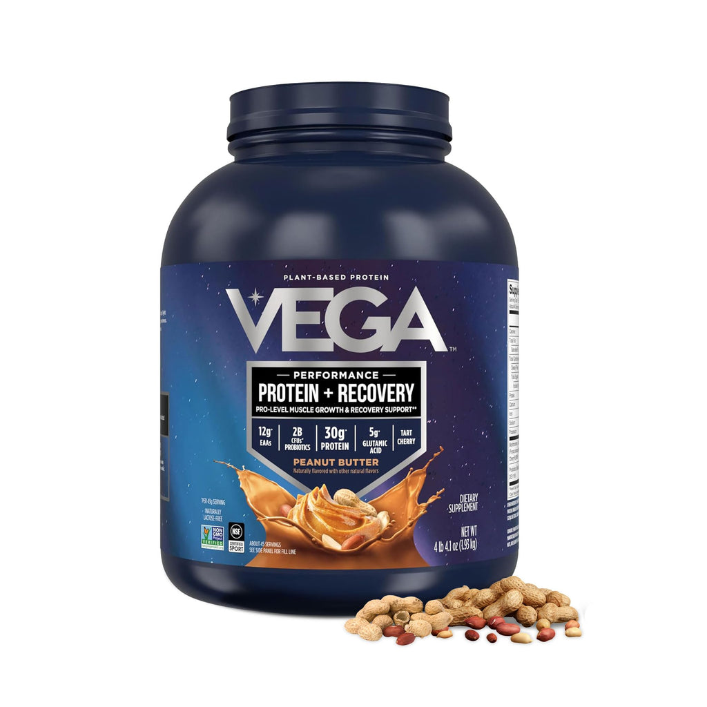 Vega Protein + Recovery, Chocolate – 30g Vegan Protein, Dairy & Gluten Free, Probiotics, NSF Certified, 4.4 lbs (45 Servings)