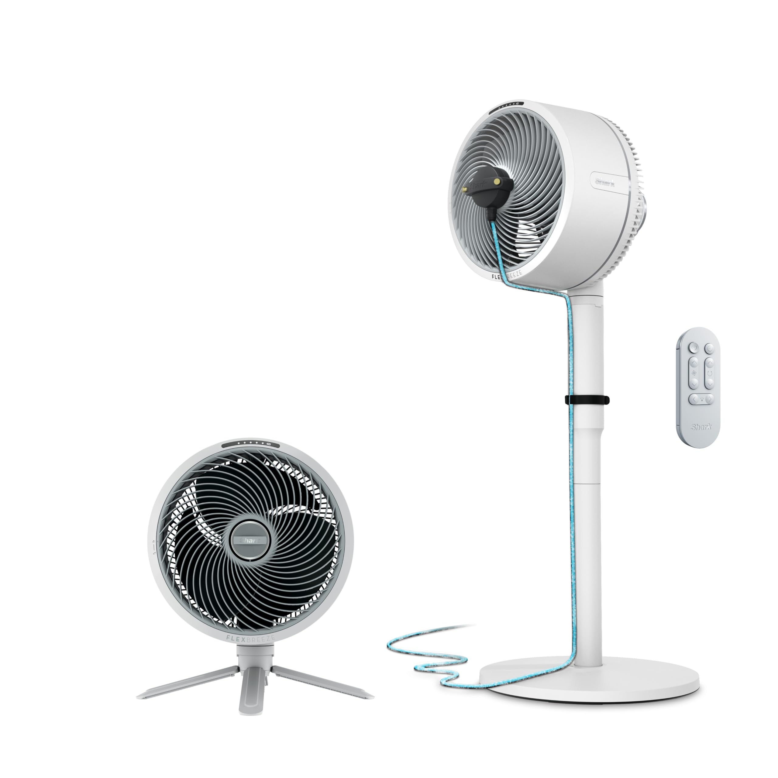 Shark FlexBreeze Pro Mist Fan, Indoor & Outdoor Oscillating Cooling Fan with Misting for Home & Patio, Floor & Tabletop, Portable Cordless & Corded, 24Hr Battery, Remote, Charcoal Grey, FA302​