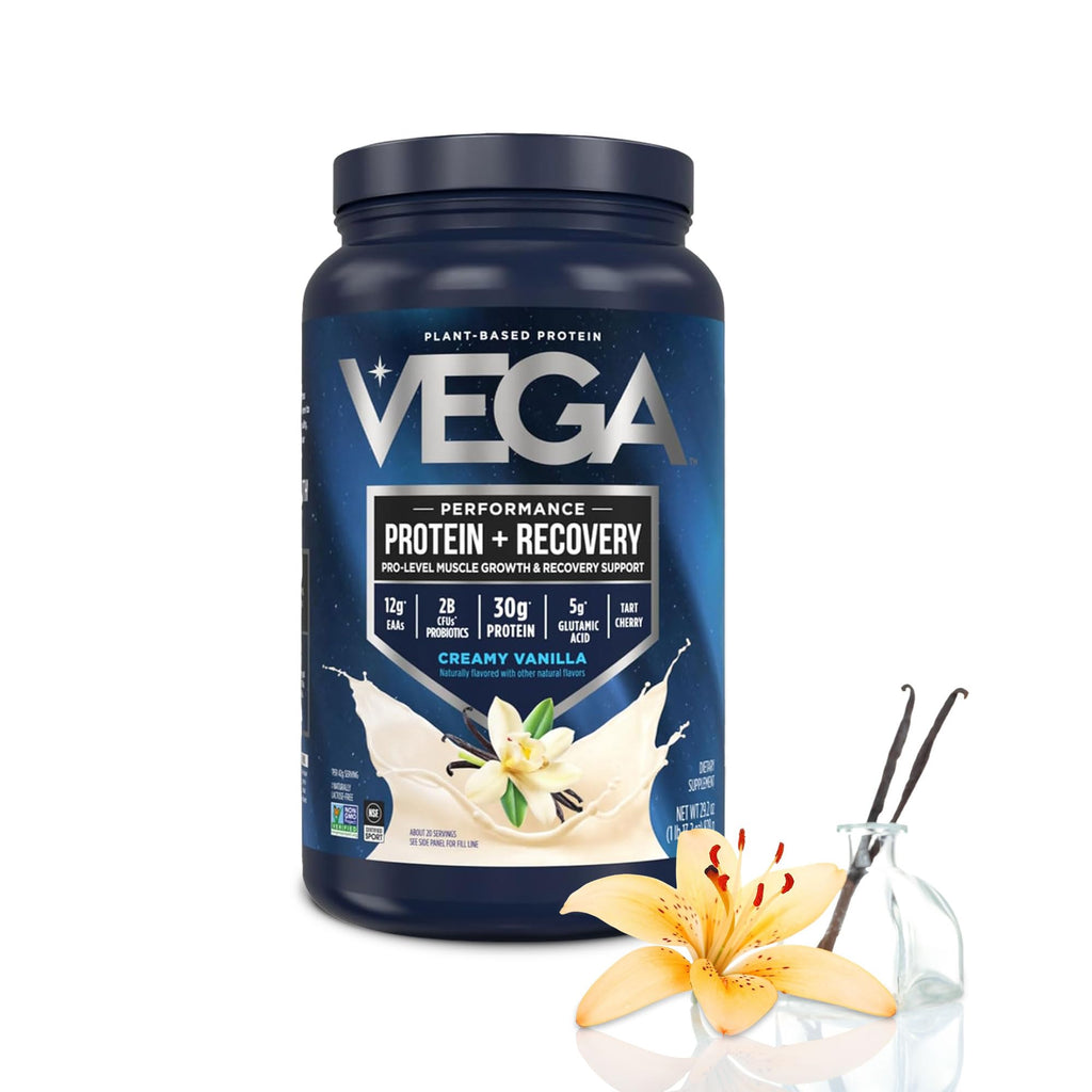 Vega Protein + Recovery, Chocolate – 30g Vegan Protein, Dairy & Gluten Free, Probiotics, NSF Certified, 4.4 lbs (45 Servings)