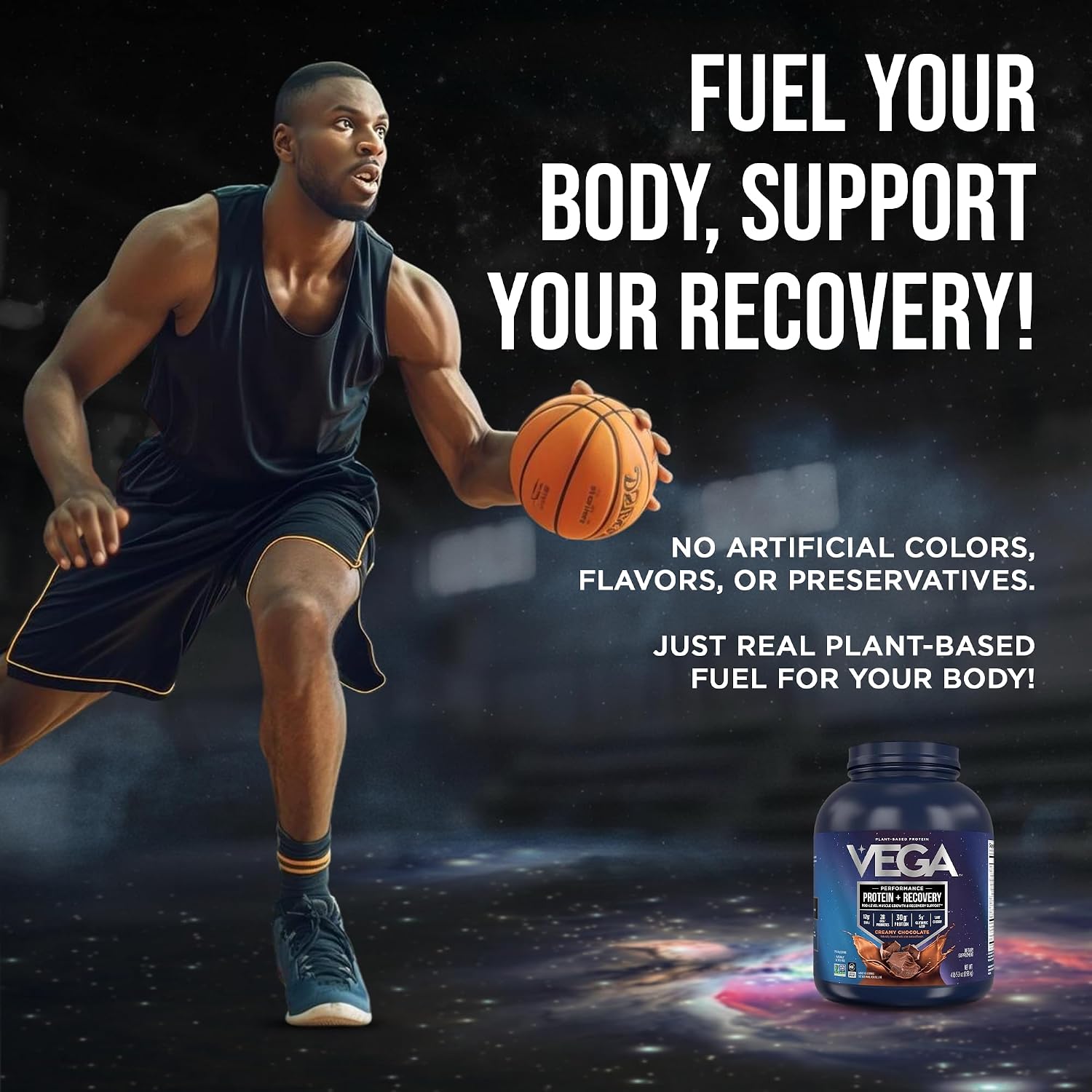 Vega Protein + Recovery, Chocolate – 30g Vegan Protein, Dairy & Gluten Free, Probiotics, NSF Certified, 4.4 lbs (45 Servings)