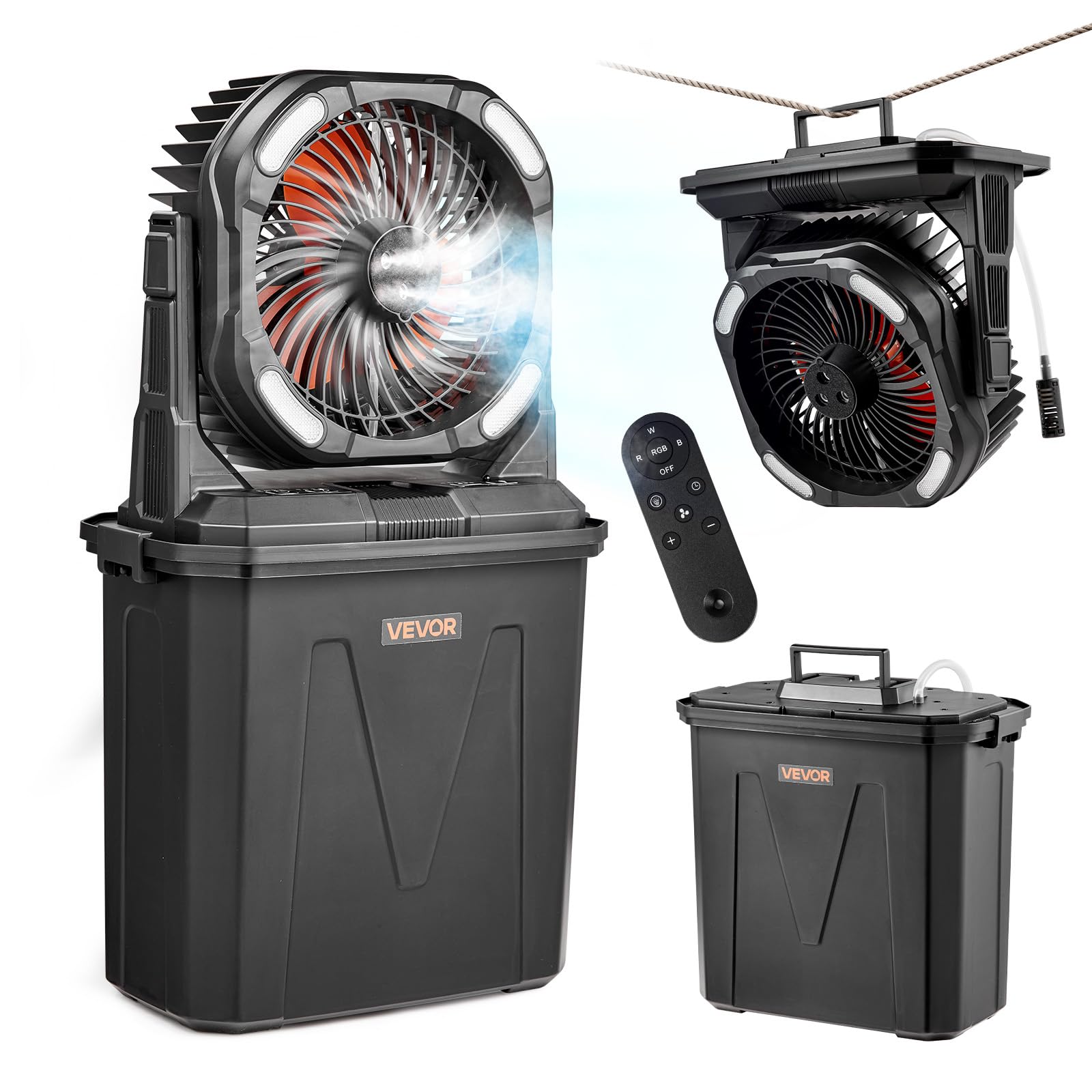 VEVOR Misting Fan, 3 Wind Speeds Misting Standing Fan, Mister Cooling Fans with 0.79 gal Water Tank, Remote & Panel Control, Water Cooling Fans for Indoor, Outdoor, Garage, Patio, Living Room, 3 Modes