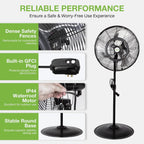 hykolity 20" Outdoor Pedestal Oscillating Misting Fan, High-Velocity Patio Misting Fan with 3-Speed for Outside, Waterproof Tilting Fan with Mists for Outdoor Cooling