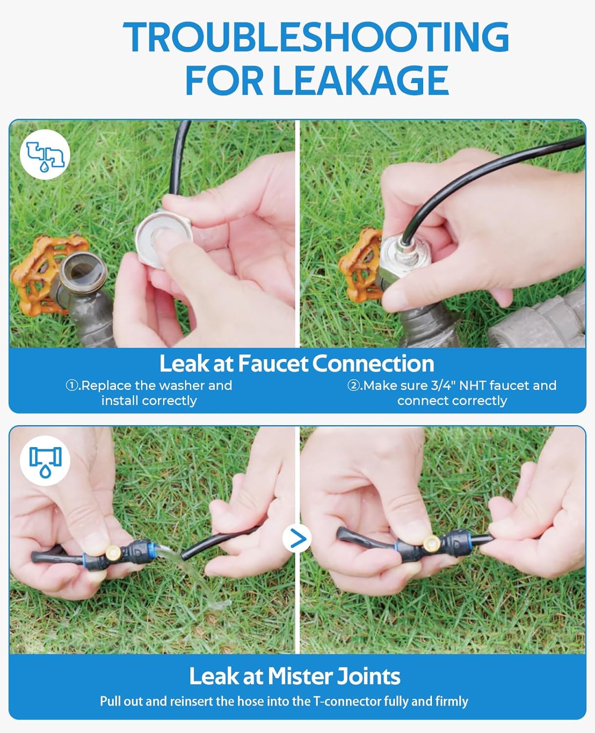 HOMENOTE Misting Cooling System, 26FT (8M) Misting Line + 7 Brass Mist Nozzles + Brass Adapter(3/4") Outdoor Mister for Patio Backyard Garden Greenhouse