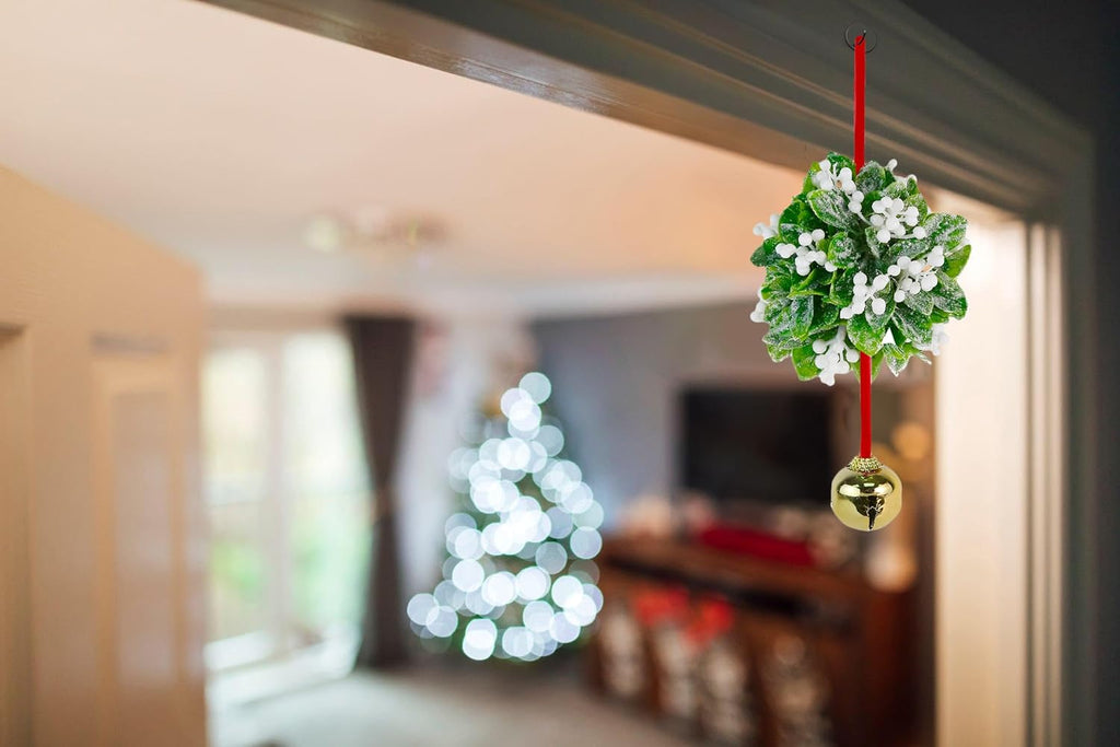 Ornativity Mistletoe Ball Christmas Ornament - Holiday Kissing Mistletoe Bell Hanging Kiss Decoration for Doorway Arch Ceiling Xmas Decor 10"