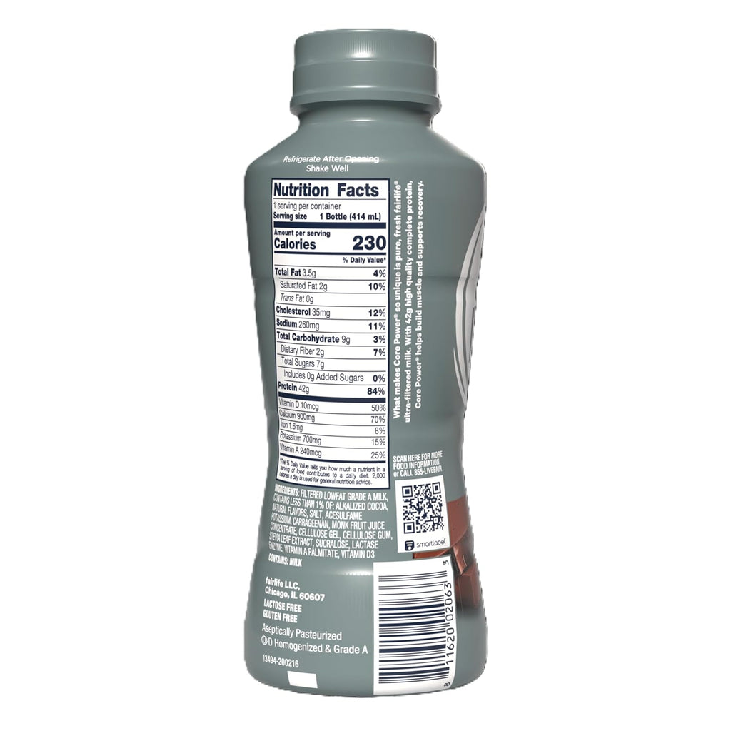 Core Power Elite High Protein Shake, Chocolate, 42g Bottle, 14oz, 12 Pack