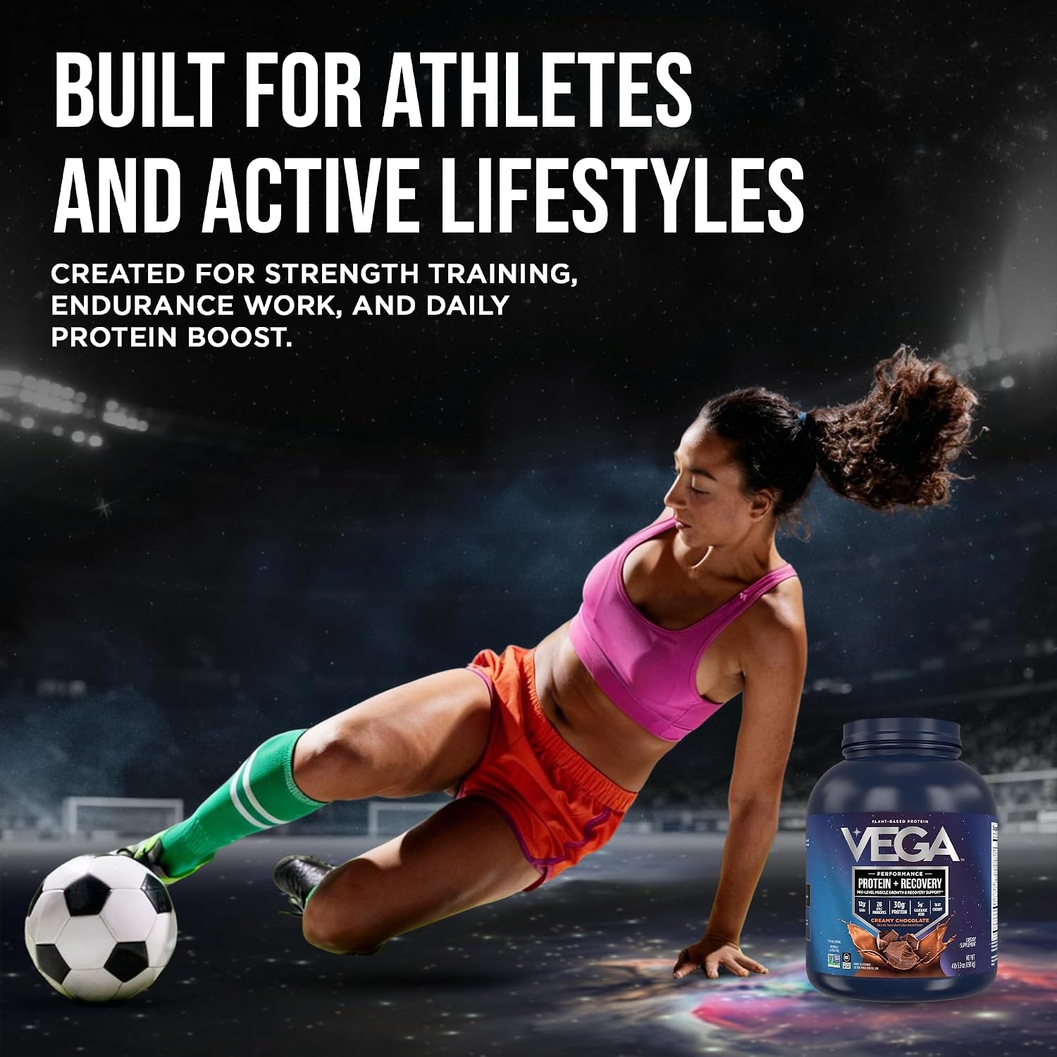 Vega Protein + Recovery, Chocolate – 30g Vegan Protein, Dairy & Gluten Free, Probiotics, NSF Certified, 4.4 lbs (45 Servings)
