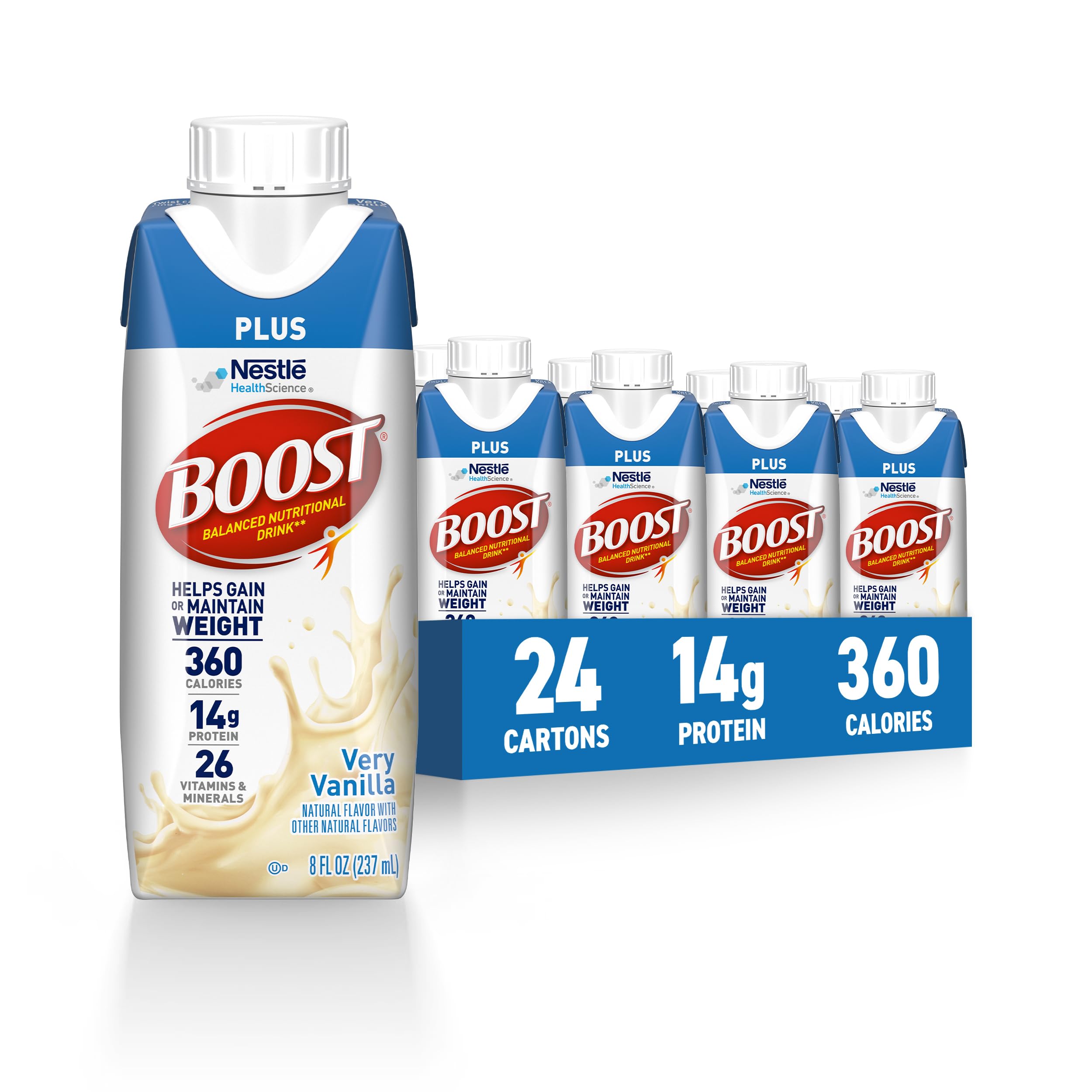 BOOST Plus Nutritional Drink, Creamy Strawberry, 8 Fl Oz (Pack of 24)