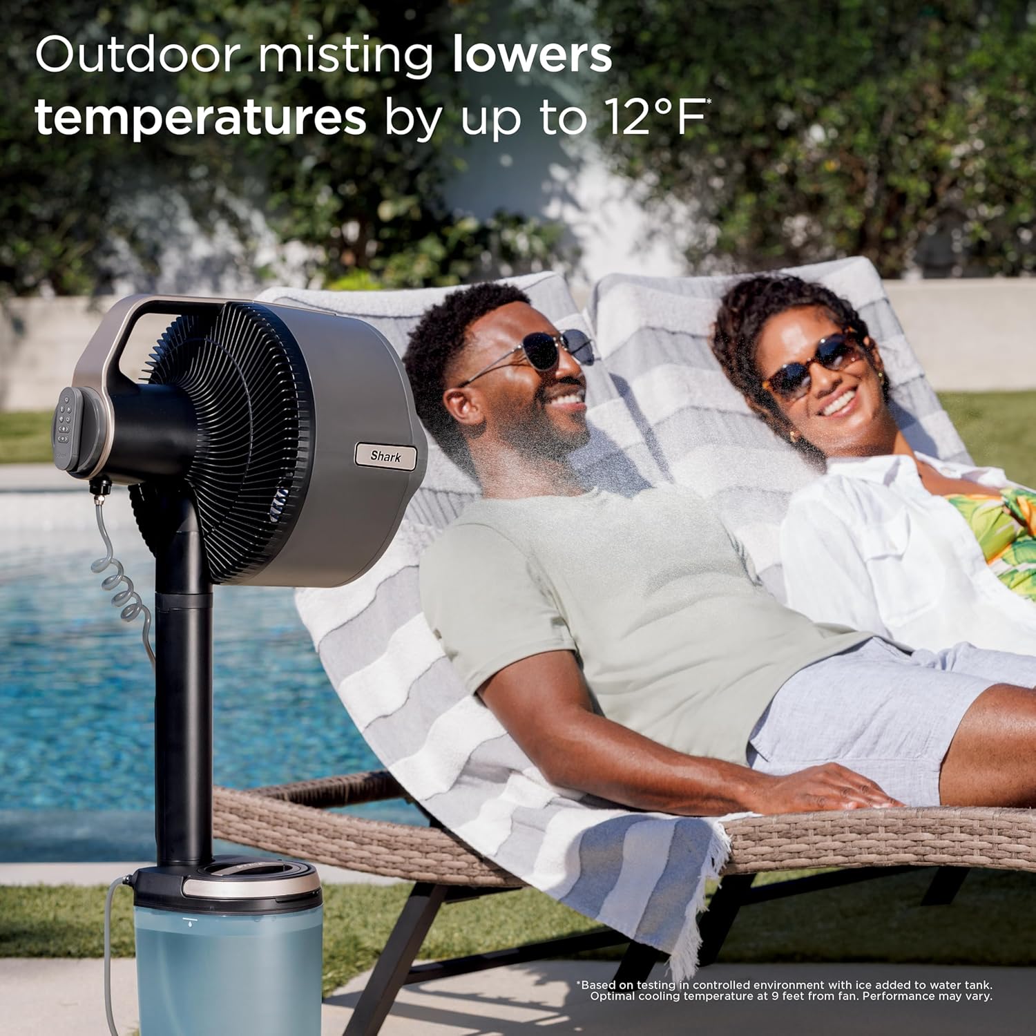 Shark FlexBreeze Pro Mist Fan, Indoor & Outdoor Oscillating Cooling Fan with Misting for Home & Patio, Floor & Tabletop, Portable Cordless & Corded, 24Hr Battery, Remote, Charcoal Grey, FA302​