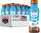 Muscle Milk Zero Protein Shake, Chocolate, 11.2 Fl Oz (Pack of 12), 20g Protein, Zero Sugar, 100 Calories, Calcium, Vitamins A, C & D, 4g Fiber, Energizing Snack, Workout Recovery, Packaging May Vary