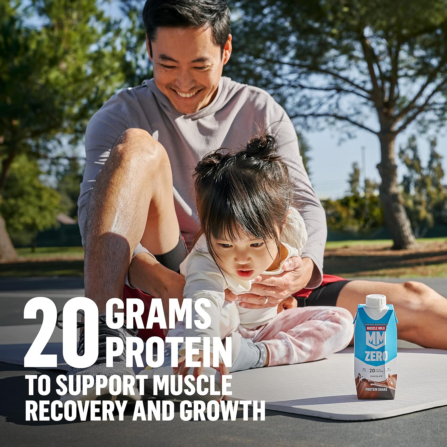 Muscle Milk Zero Protein Shake, Chocolate, 11.2 Fl Oz (Pack of 12), 20g Protein, Zero Sugar, 100 Calories, Calcium, Vitamins A, C & D, 4g Fiber, Energizing Snack, Workout Recovery, Packaging May Vary