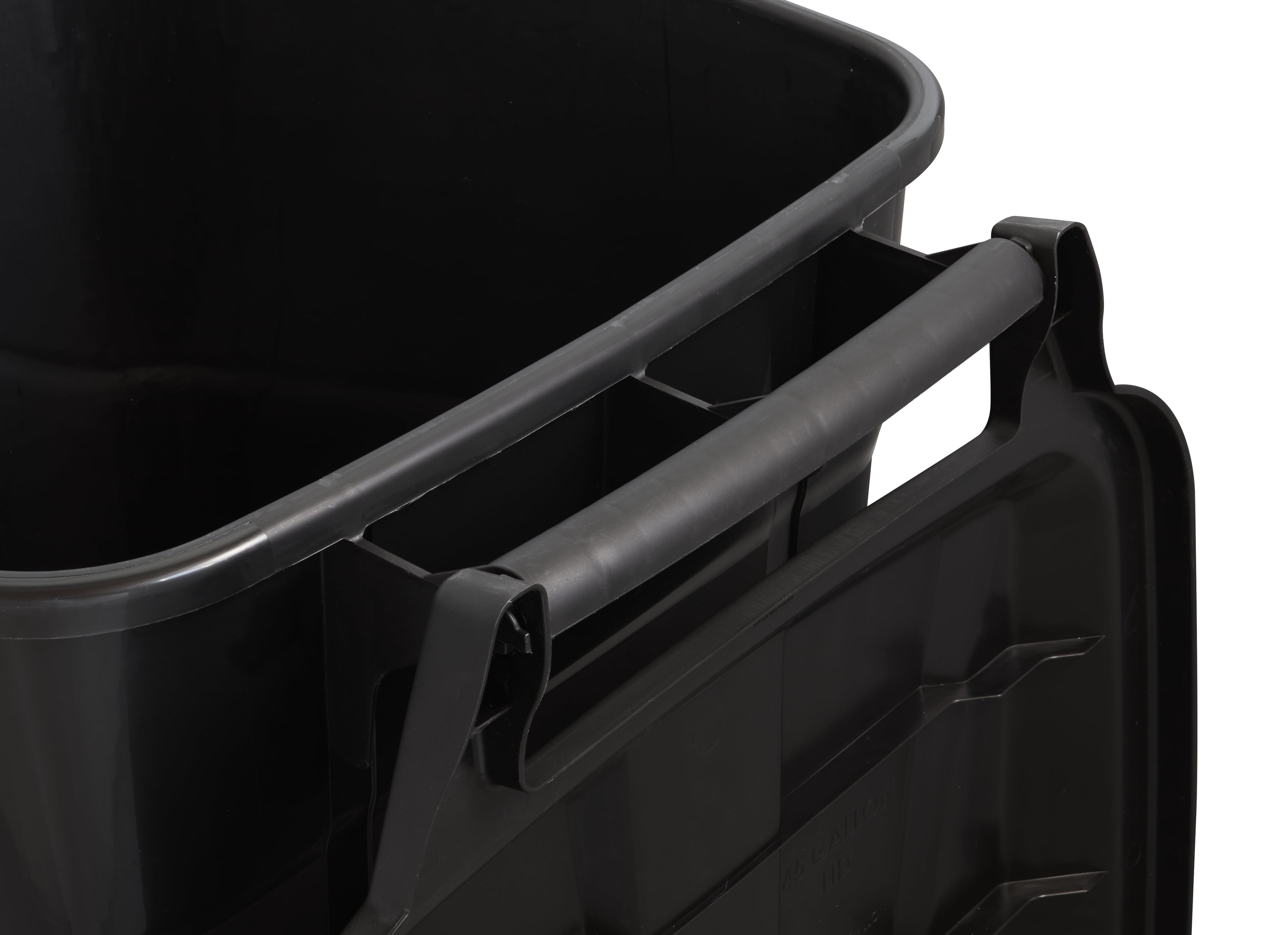 Hyper Tough 45 Gallon Wheeled Heavy Duty Plastic Garbage Can, Attached Lid, Black