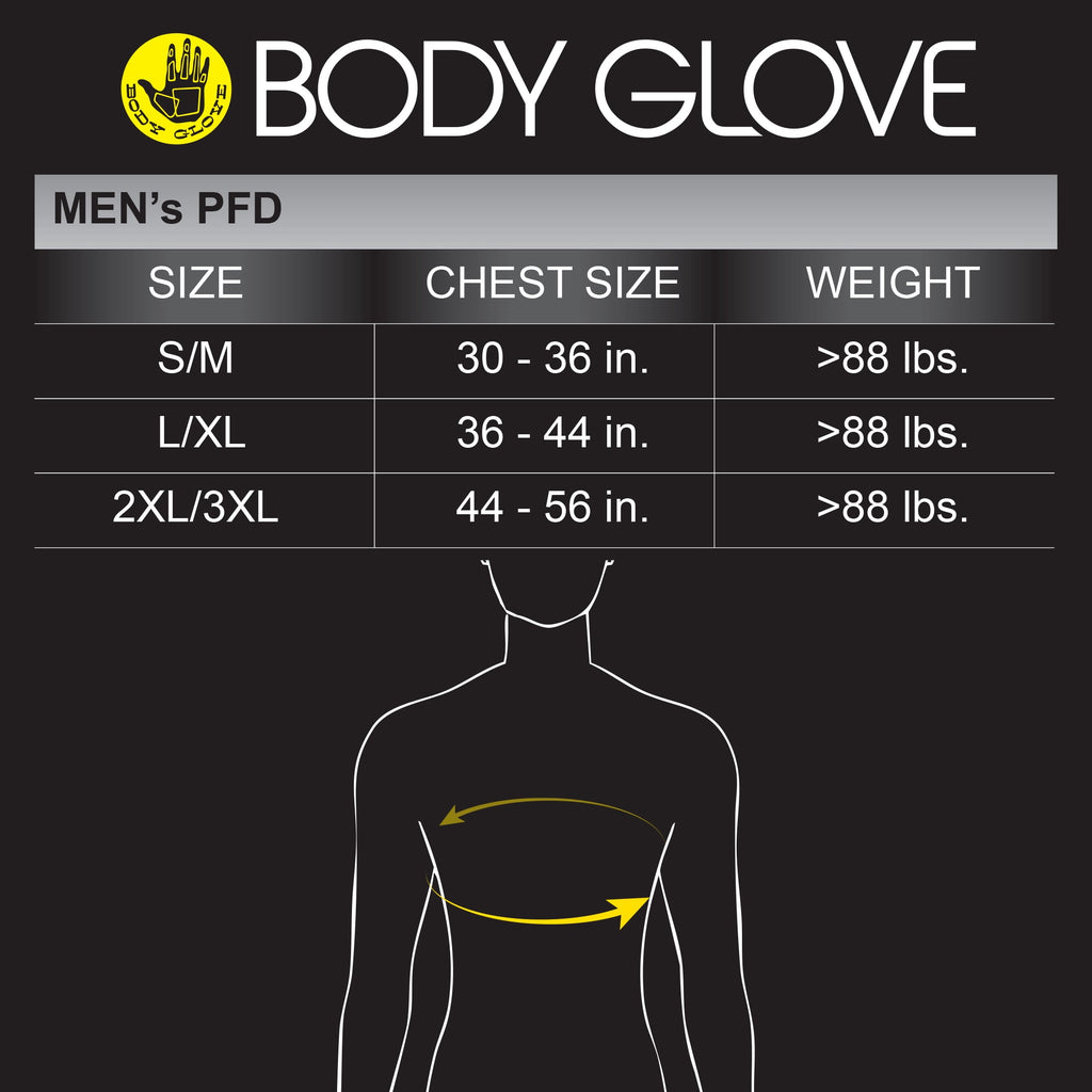Body Glove Men's Adult Neoprene PFD Life Jacket and Vest, Dual Size L/XL, Blue
